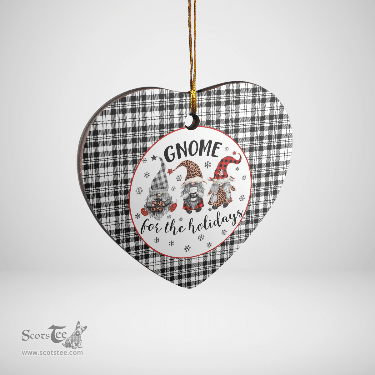 Scottish Scott Black & White Modern Clan Tartan Ceramic Ornament - Gnome Heart Style Scottish Plaid Tartan Plaid