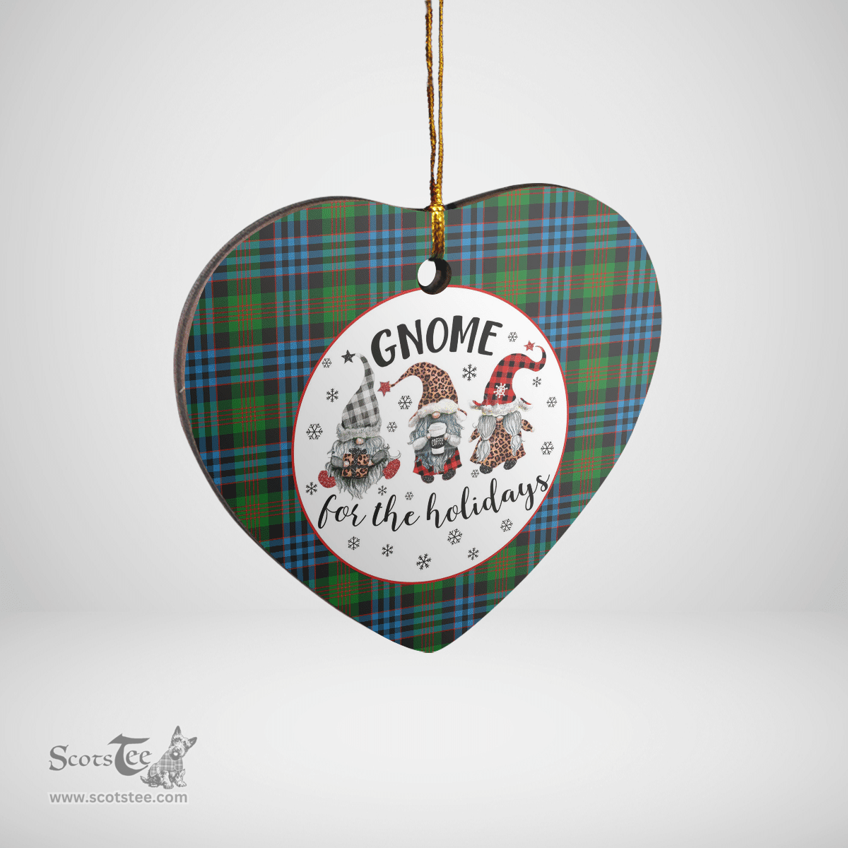 Scottish Newlands Clan Tartan Ceramic Ornament - Gnome Heart Style Scottish Plaid Tartan Plaid