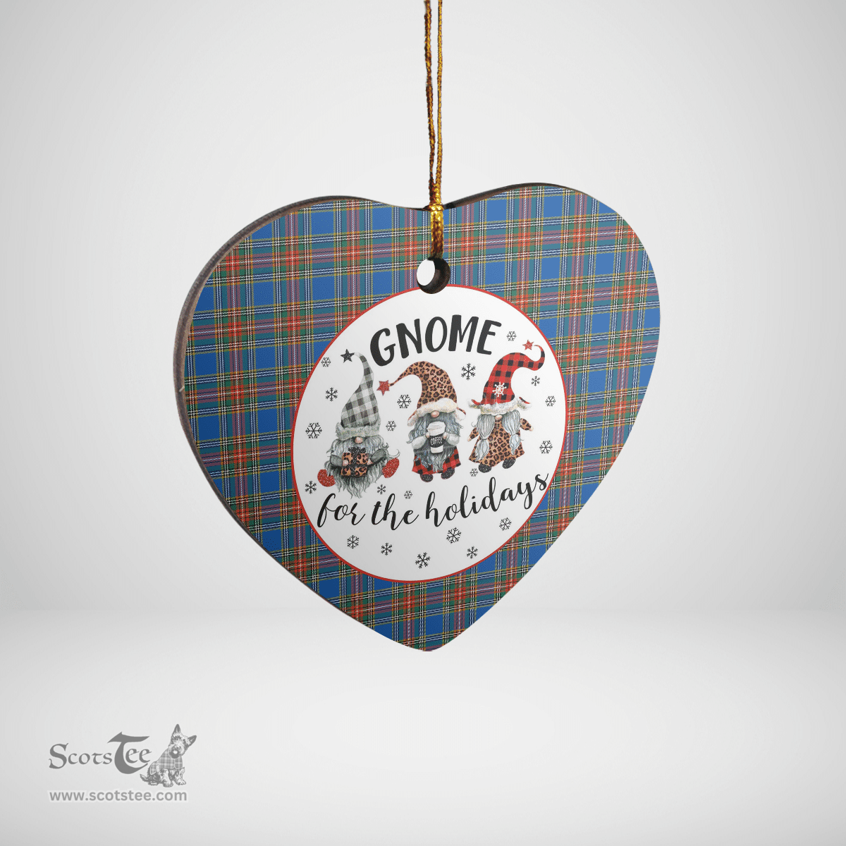 Scottish MacBeth Ancient Clan Tartan Ceramic Ornament - Gnome Heart Style Scottish Plaid Tartan Plaid