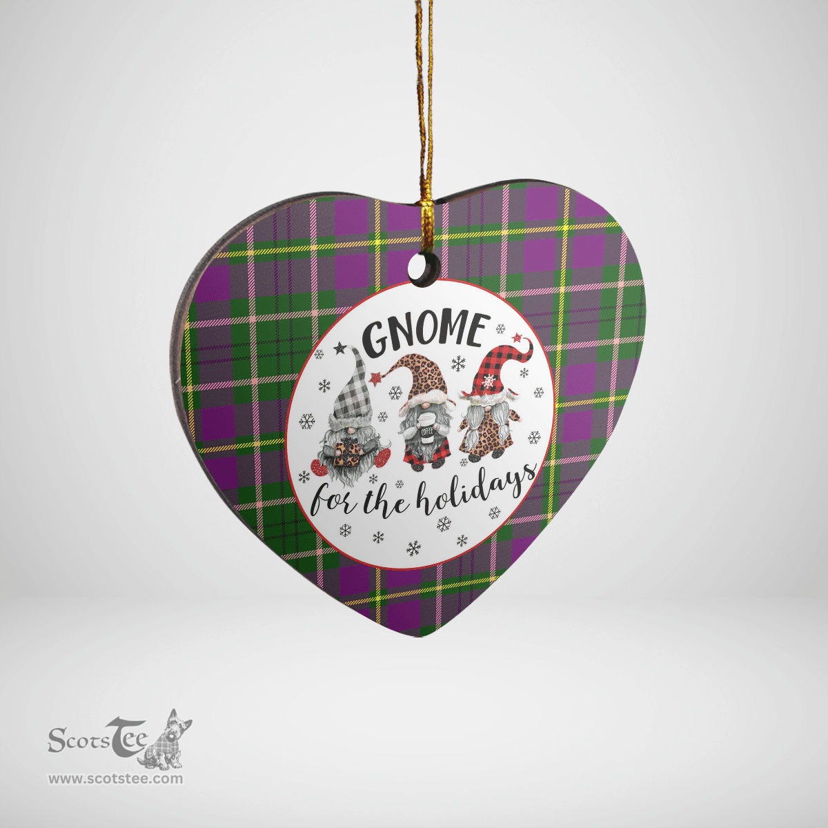Scottish Taylor Clan Tartan Ceramic Ornament - Gnome Heart Style Scottish Plaid Tartan Plaid