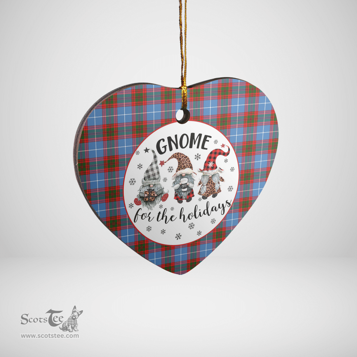 Scottish Pentland (Edinburgh) Clan Tartan Ceramic Ornament - Gnome Heart Style Scottish Plaid Tartan Plaid