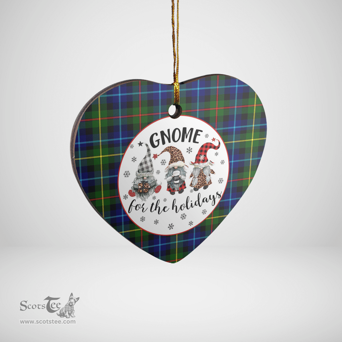 Scottish Smith Modern Clan Tartan Ceramic Ornament - Gnome Heart Style Scottish Plaid Tartan Plaid