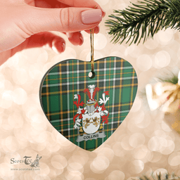 Scottish Collins Clan Tartan Ceramic Ornament - Crest Heart Style Scottish Plaid Tartan Plaid