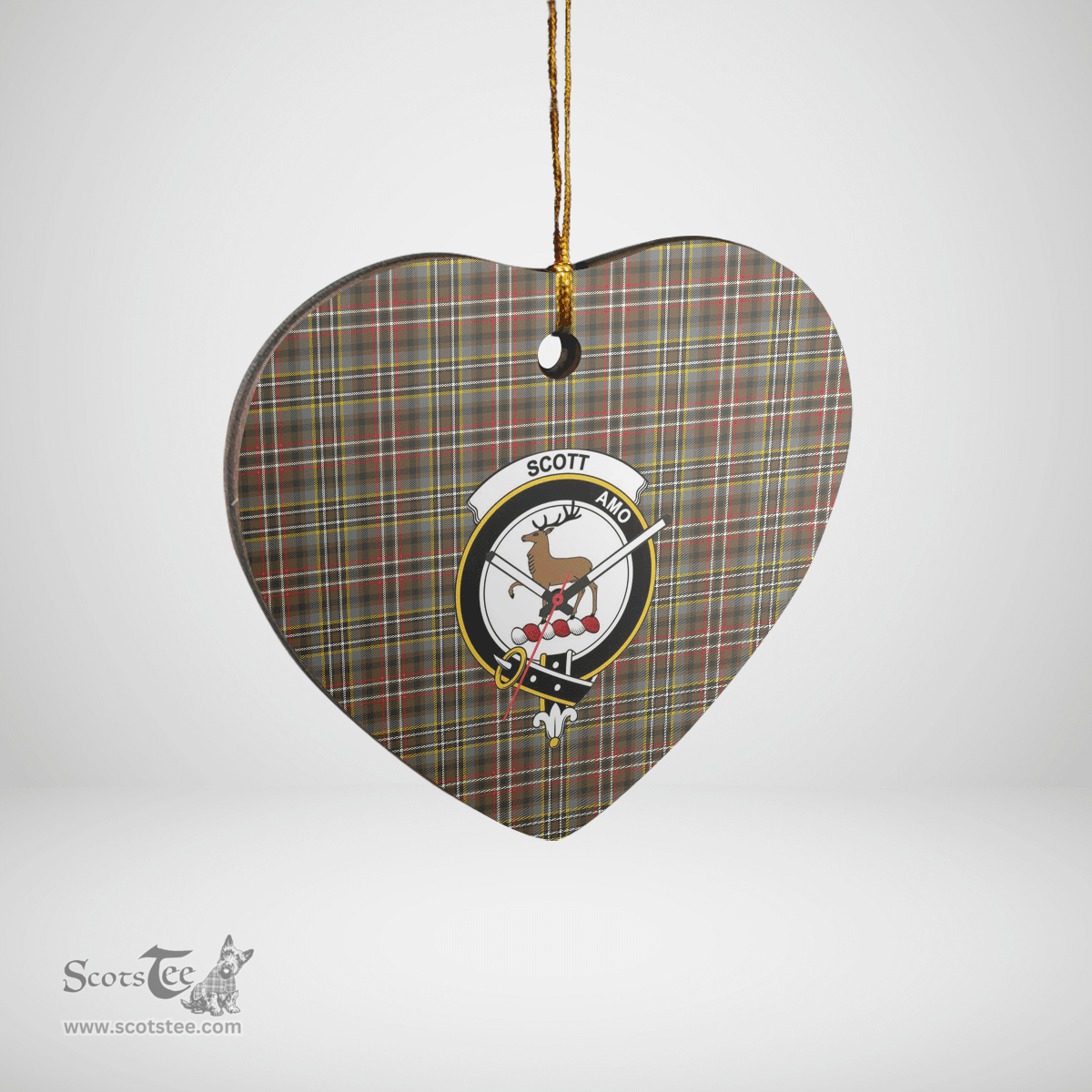 Scottish Scott Green Weathered Clan Tartan Ceramic Ornament - Crest Heart Style Scottish Plaid Tartan Plaid