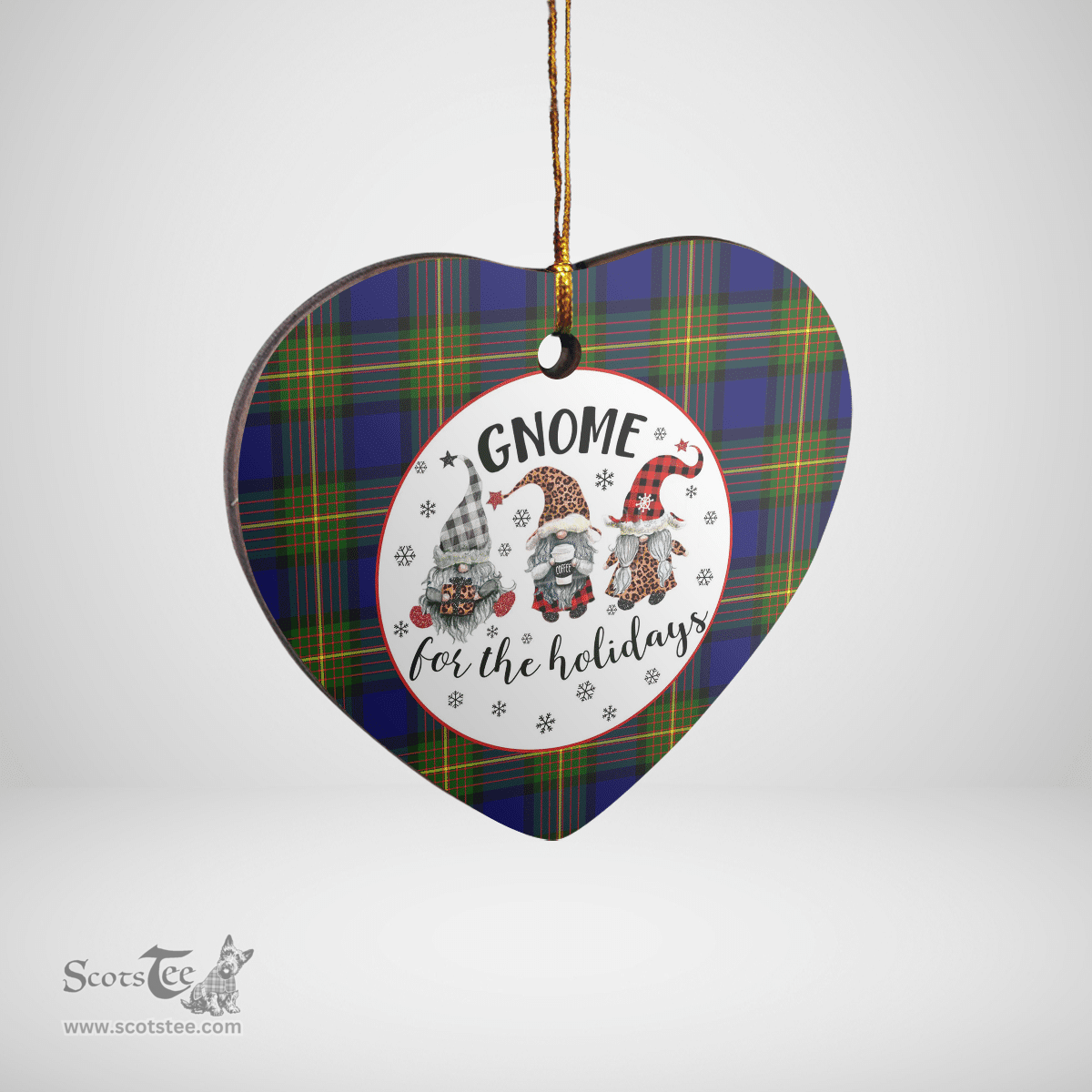 Scottish Muir Clan Tartan Ceramic Ornament - Gnome Heart Style Scottish Plaid Tartan Plaid