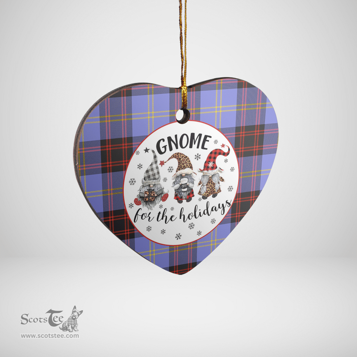 Scottish Rutherford Clan Tartan Ceramic Ornament - Gnome Heart Style Scottish Plaid Tartan Plaid