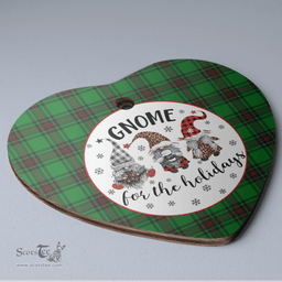 Scottish Kinloch Clan Tartan Ceramic Ornament - Gnome Heart Style Scottish Plaid Tartan Plaid