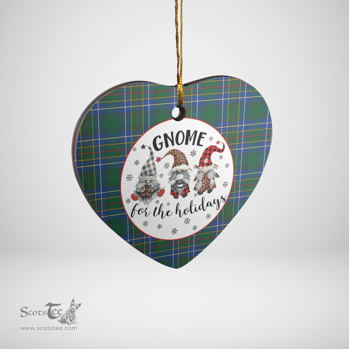 Scottish Cockburn Ancient Clan Tartan Ceramic Ornament - Gnome Heart Style Scottish Plaid Tartan Plaid