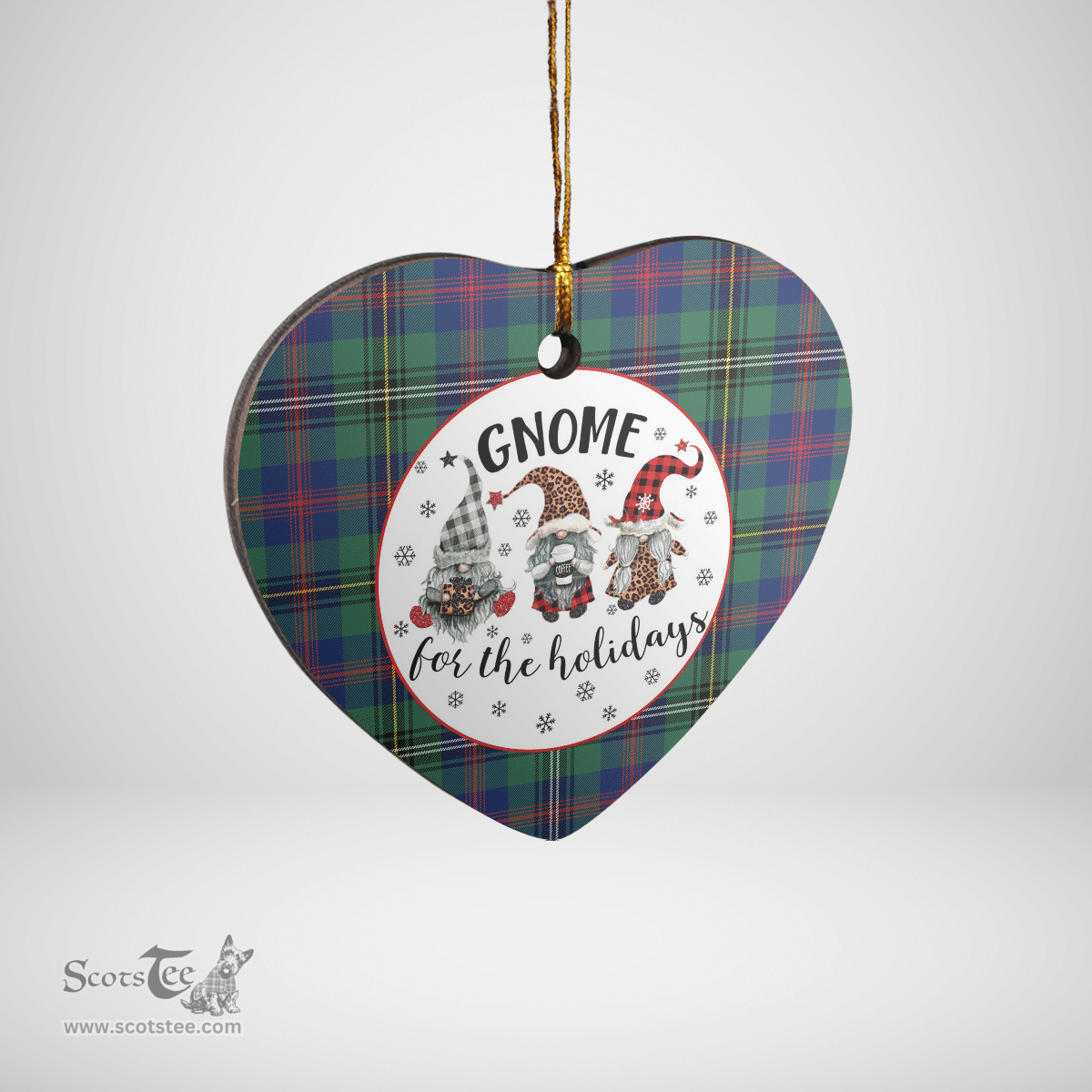 Scottish Wood Modern Clan Tartan Ceramic Ornament - Gnome Heart Style Scottish Plaid Tartan Plaid