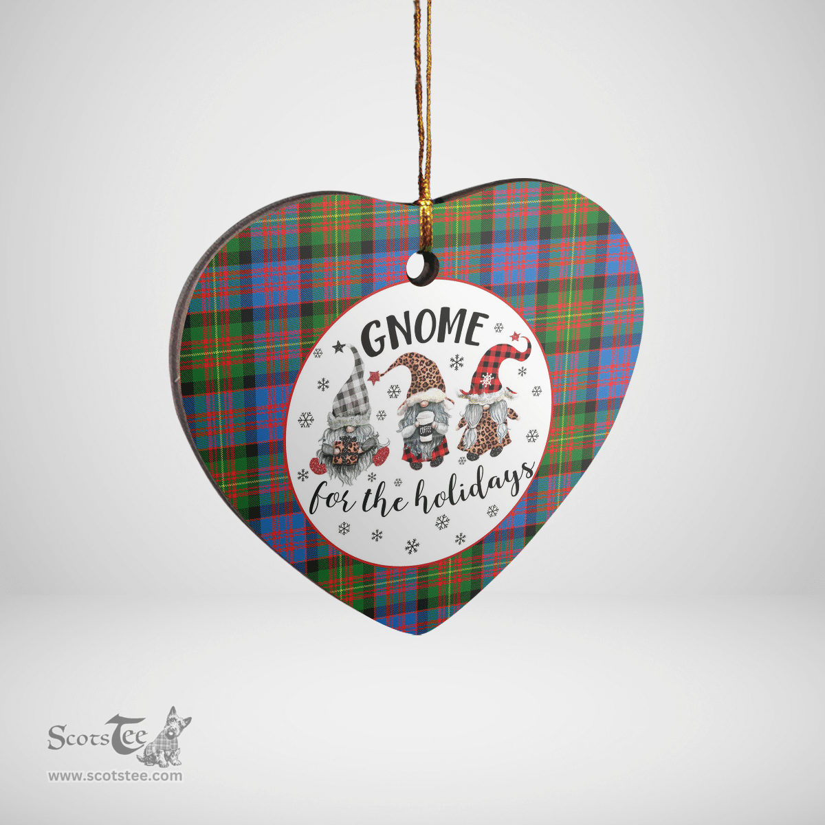 Scottish Carnegie Ancient Clan Tartan Ceramic Ornament - Gnome Heart Style Scottish Plaid Tartan Plaid