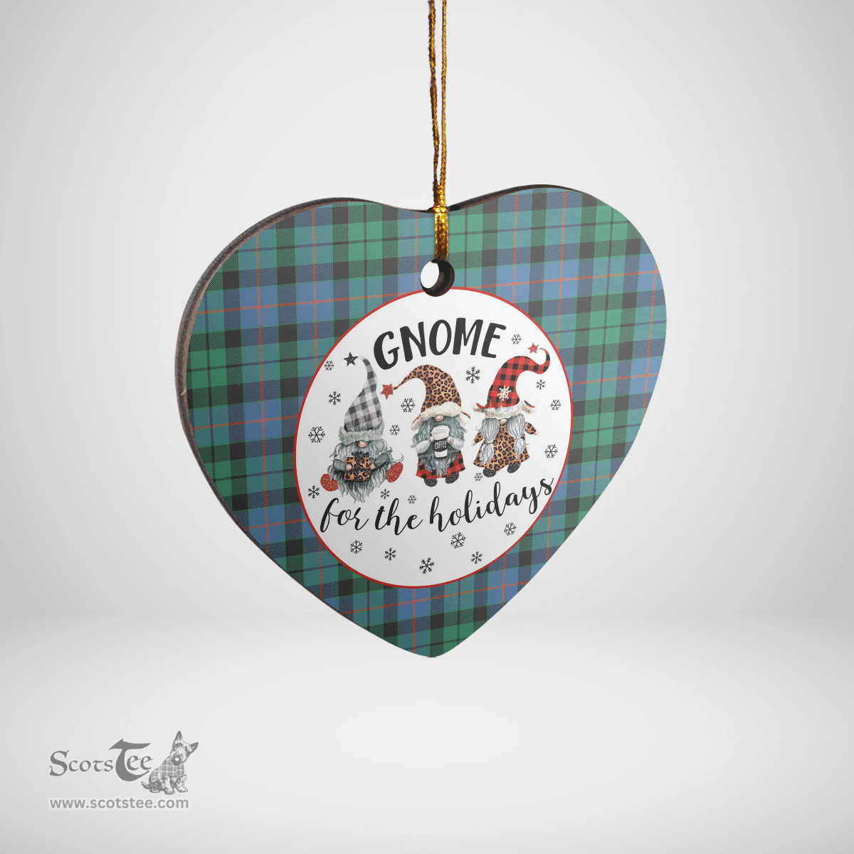 Scottish Morrison Ancient Clan Tartan Ceramic Ornament - Gnome Heart Style Scottish Plaid Tartan Plaid