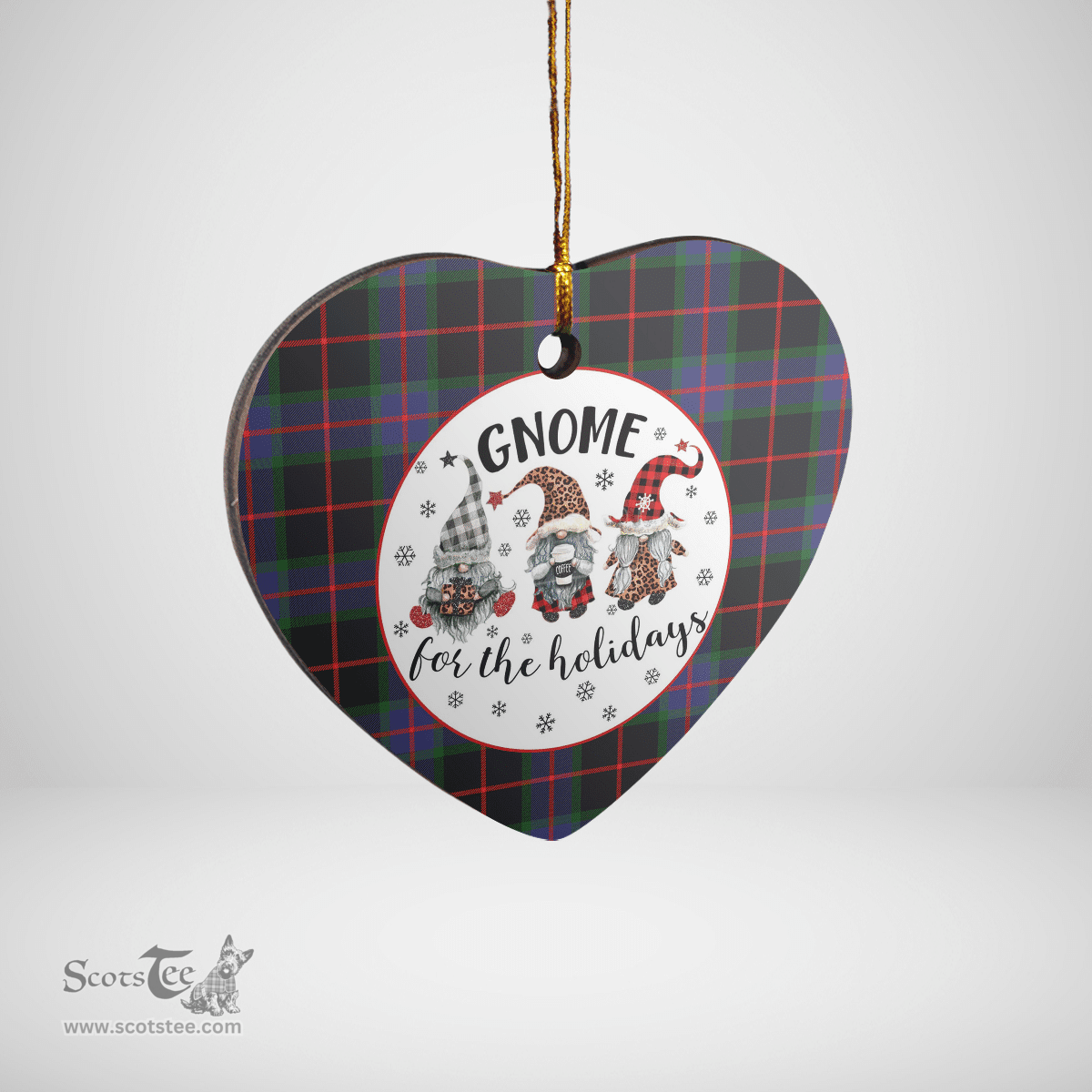 Scottish Nairn Clan Tartan Ceramic Ornament - Gnome Heart Style Scottish Plaid Tartan Plaid