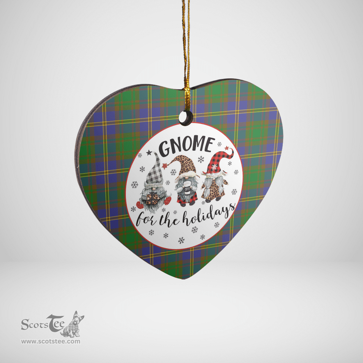 Scottish Strange of Balkaskie Clan Tartan Ceramic Ornament - Gnome Heart Style Scottish Plaid Tartan Plaid
