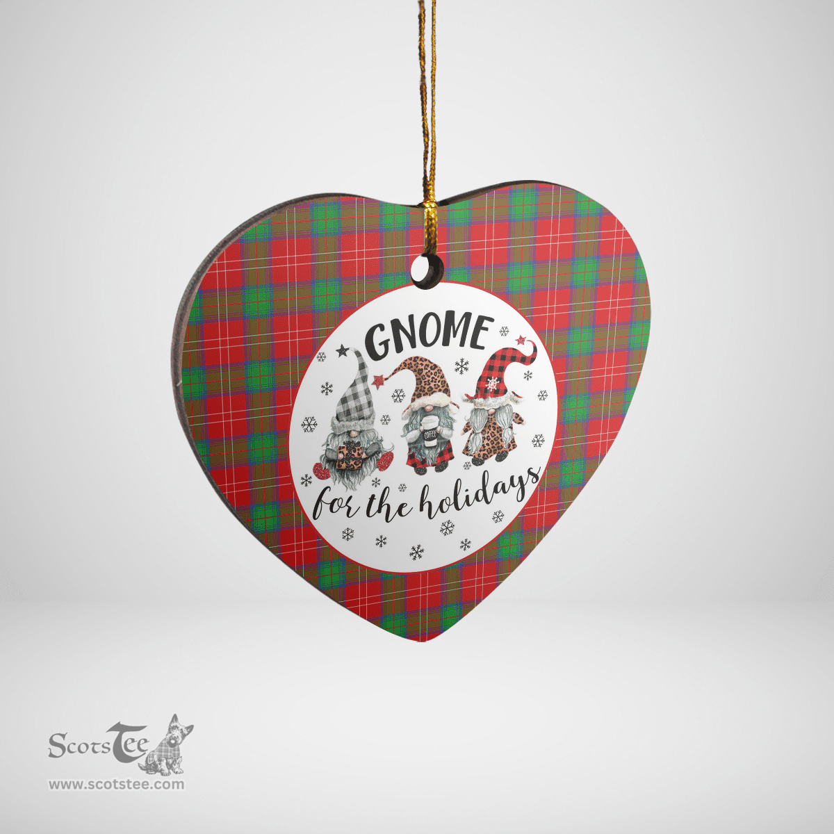 Scottish Chisholm Clan Tartan Ceramic Ornament - Gnome Heart Style Scottish Plaid Tartan Plaid