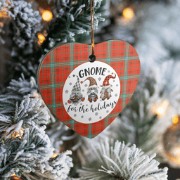 Scottish Morrison Red Ancient Clan Tartan Ceramic Ornament - Gnome Heart Style Scottish Plaid Tartan Plaid