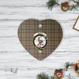Scottish Scott Green Weathered Clan Tartan Ceramic Ornament - Crest Heart Style Scottish Plaid Tartan Plaid