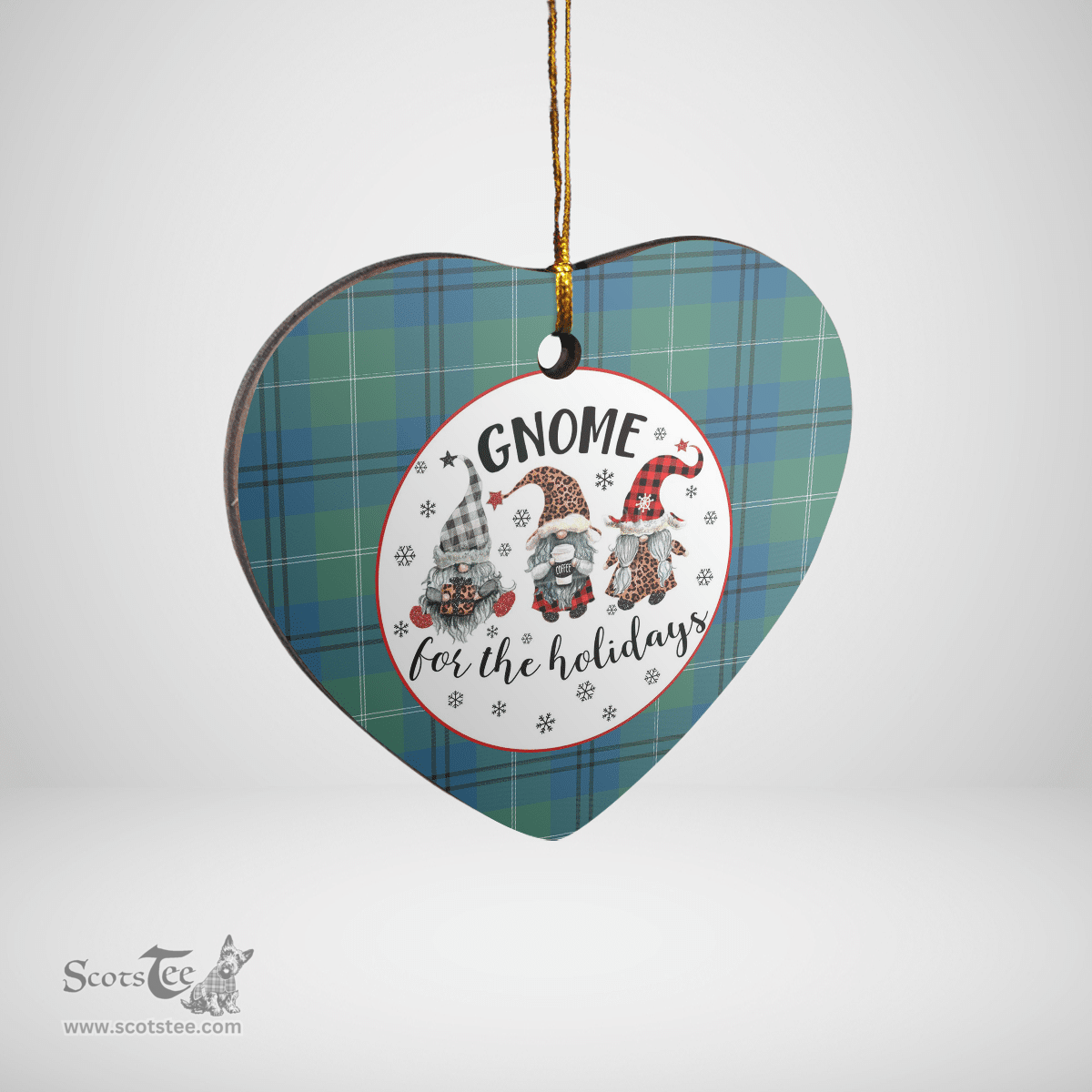 Scottish Oliphant Ancient Clan Tartan Ceramic Ornament - Gnome Heart Style Scottish Plaid Tartan Plaid