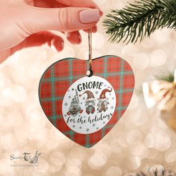 Scottish Morrison Red Ancient Clan Tartan Ceramic Ornament - Gnome Heart Style Scottish Plaid Tartan Plaid