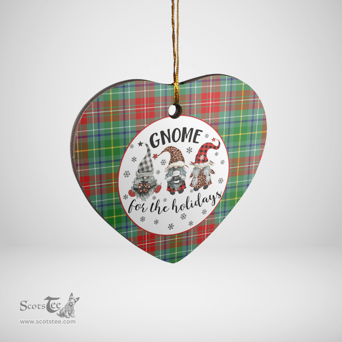 Scottish Muirhead Clan Tartan Ceramic Ornament - Gnome Heart Style Scottish Plaid Tartan Plaid
