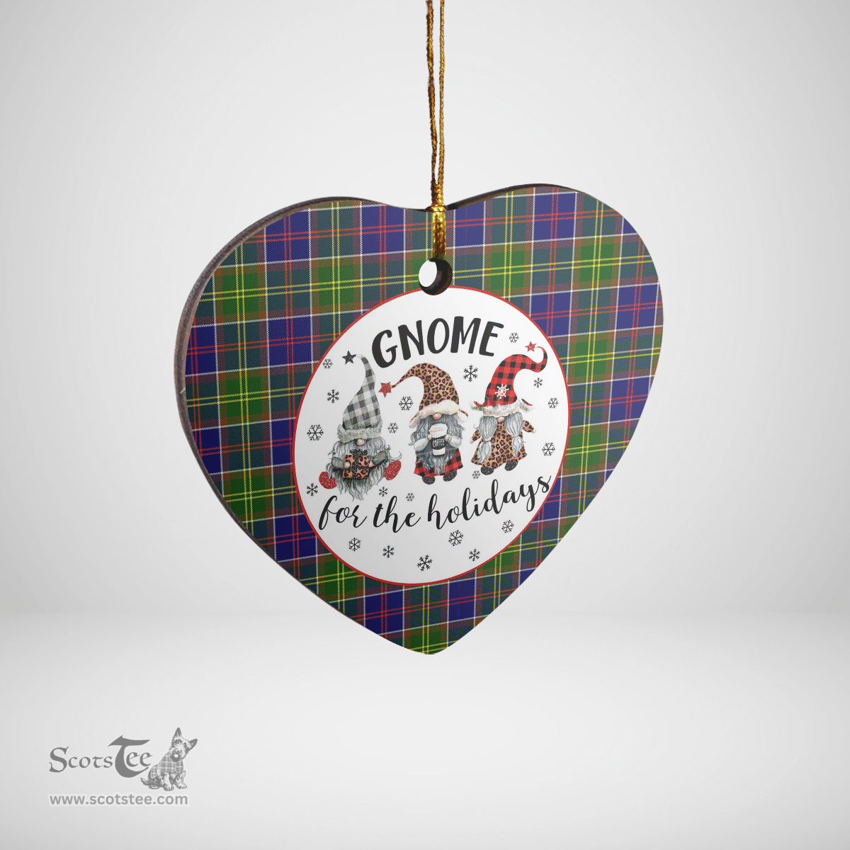 Scottish Whitefoord Clan Tartan Ceramic Ornament - Gnome Heart Style Scottish Plaid Tartan Plaid