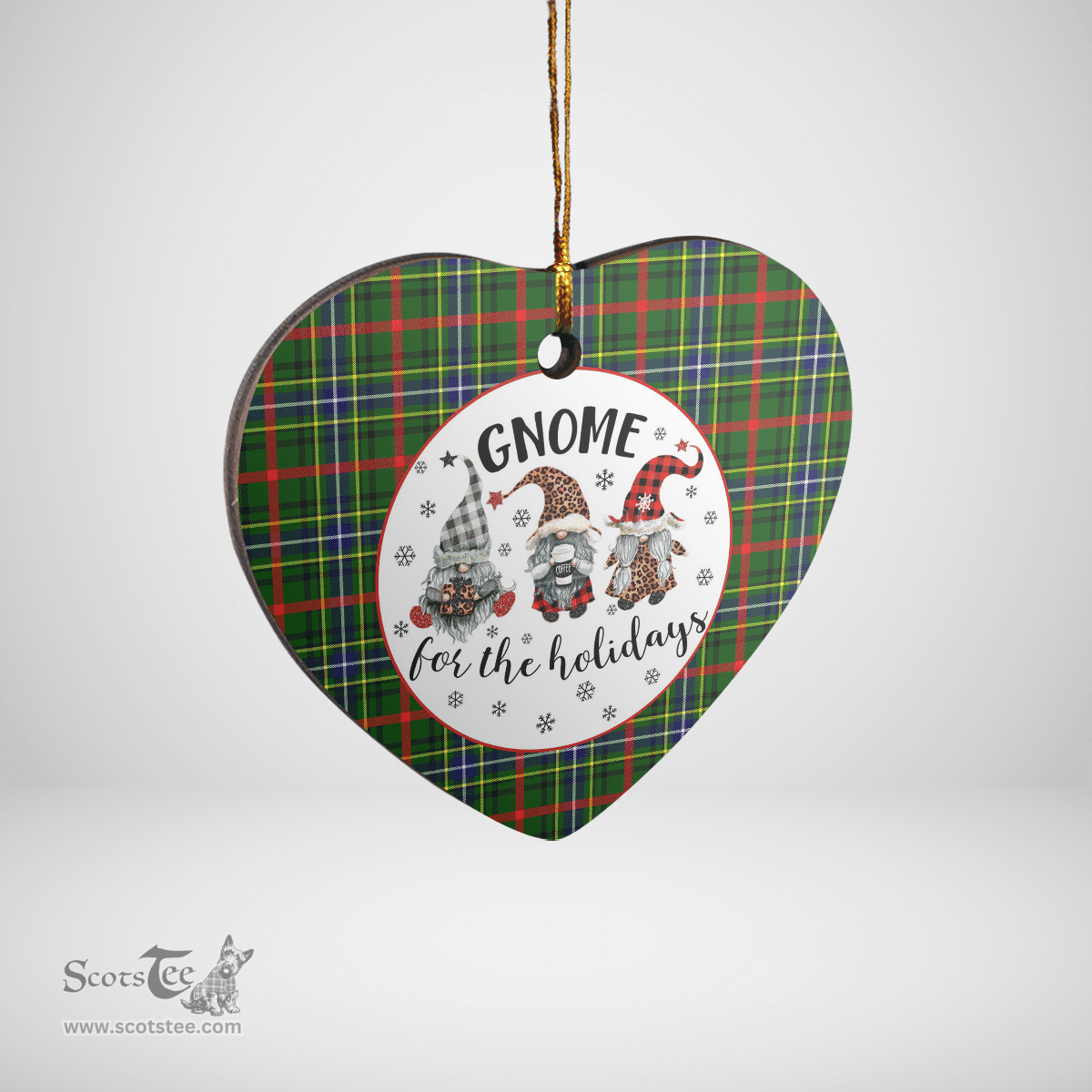 Scottish Bisset 1 Clan Tartan Ceramic Ornament - Gnome Heart Style Scottish Plaid Tartan Plaid