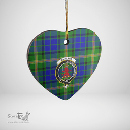 Scottish Maitland Clan Tartan Ceramic Ornament - Crest Heart Style Scottish Plaid Tartan Plaid