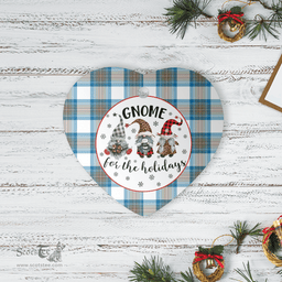 Scottish Stewart Muted Blue Clan Tartan Ceramic Ornament - Gnome Heart Style Scottish Plaid Tartan Plaid