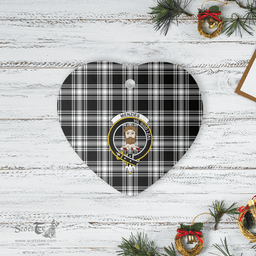 Scottish Menzies Black & White Modern Clan Tartan Ceramic Ornament - Crest Heart Style Scottish Plaid Tartan Plaid