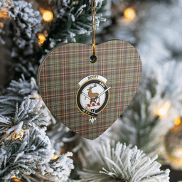 Scottish Scott Green Weathered Clan Tartan Ceramic Ornament - Crest Heart Style Scottish Plaid Tartan Plaid