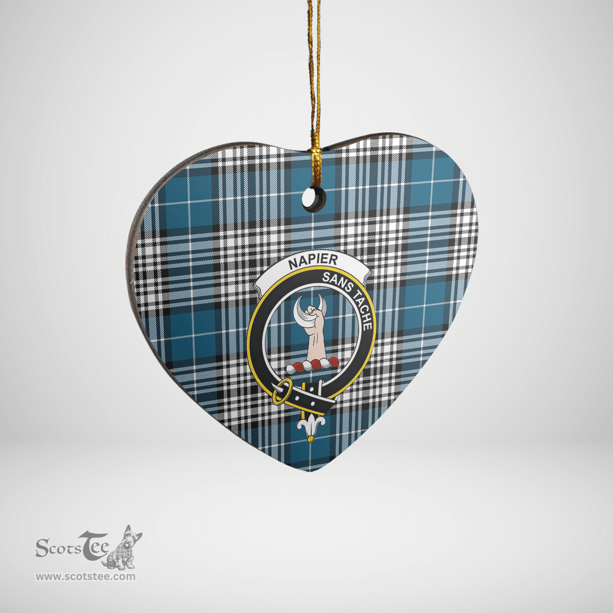 Scottish Napier Modern Clan Tartan Ceramic Ornament - Crest Heart Style Scottish Plaid Tartan Plaid