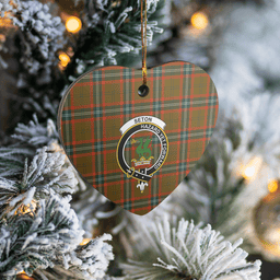 Scottish Seton Hunting Modern Clan Tartan Ceramic Ornament - Crest Heart Style Scottish Plaid Tartan Plaid