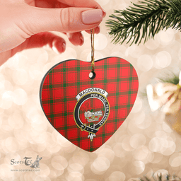 Scottish MacDonald of Sleat Clan Tartan Ceramic Ornament - Crest Heart Style Scottish Plaid Tartan Plaid