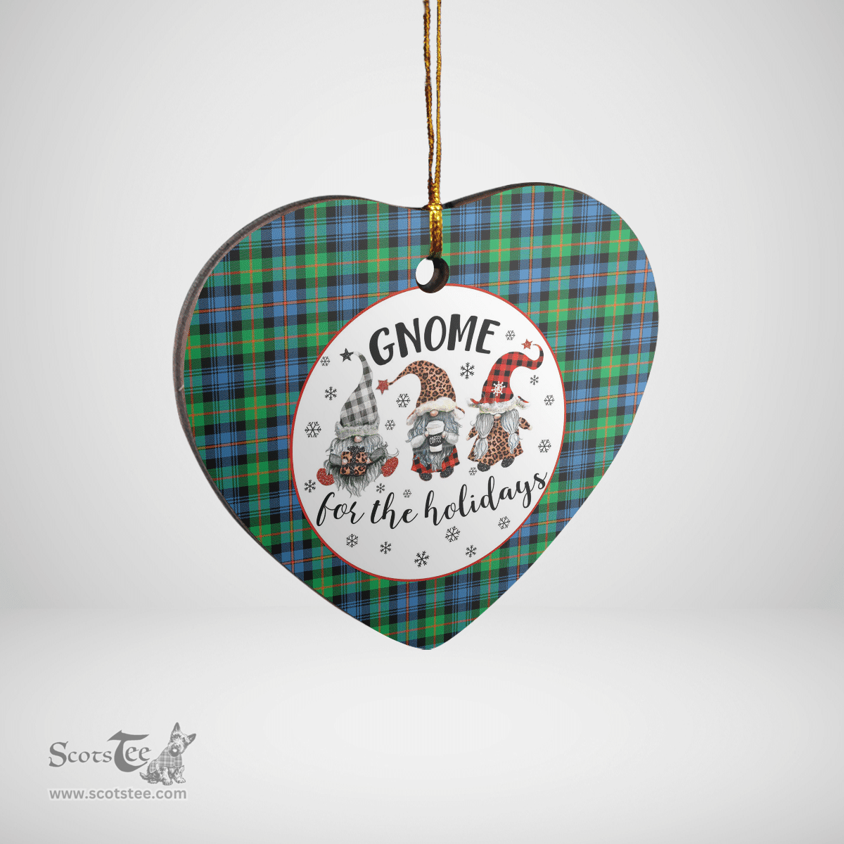 Scottish Murray of Atholl Ancient Clan Tartan Ceramic Ornament - Gnome Heart Style Scottish Plaid Tartan Plaid