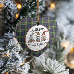 Scottish Colquhoun Clan Tartan Ceramic Ornament - Gnome Heart Style Scottish Plaid Tartan Plaid
