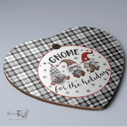 Scottish Scott Black & White Modern Clan Tartan Ceramic Ornament - Gnome Heart Style Scottish Plaid Tartan Plaid