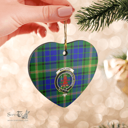 Scottish Maitland Clan Tartan Ceramic Ornament - Crest Heart Style Scottish Plaid Tartan Plaid