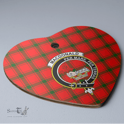 Scottish MacDonald of Sleat Clan Tartan Ceramic Ornament - Crest Heart Style Scottish Plaid Tartan Plaid