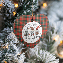 Scottish Stewart (of Appin) Clan Tartan Ceramic Ornament - Gnome Heart Style Scottish Plaid Tartan Plaid