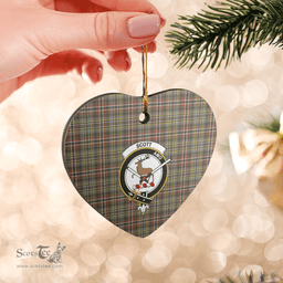 Scottish Scott Green Weathered Clan Tartan Ceramic Ornament - Crest Heart Style Scottish Plaid Tartan Plaid