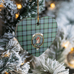 Scottish Melville Clan Tartan Ceramic Ornament - Crest Heart Style Scottish Plaid Tartan Plaid