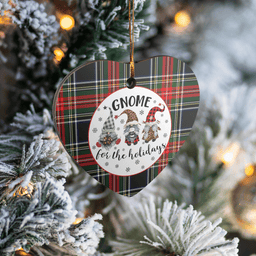 Scottish Stewart Black Clan Tartan Ceramic Ornament - Gnome Heart Style Scottish Plaid Tartan Plaid