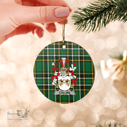 Scottish Collins Clan Tartan Ceramic Ornament - Crest Round Style Scottish Plaid Tartan Plaid