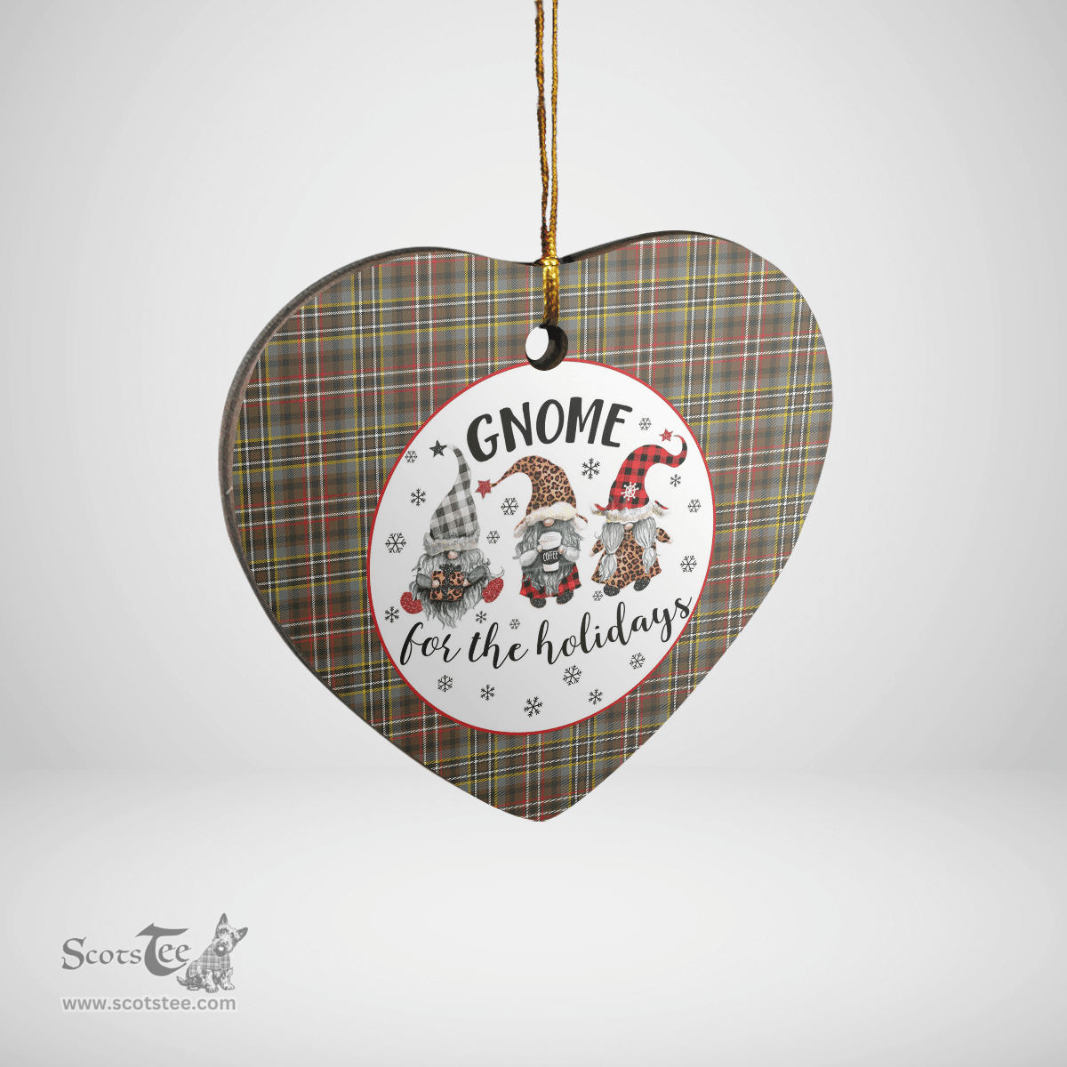 Scottish Scott Green Weathered Clan Tartan Ceramic Ornament - Gnome Heart Style Scottish Plaid Tartan Plaid