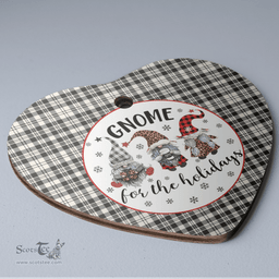 Scottish Scott Black & White Ancient Clan Tartan Ceramic Ornament - Gnome Heart Style Scottish Plaid Tartan Plaid