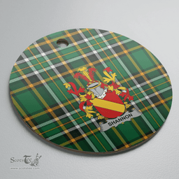 Scottish Shannon Clan Tartan Ceramic Ornament - Crest Round Style Scottish Plaid Tartan Plaid