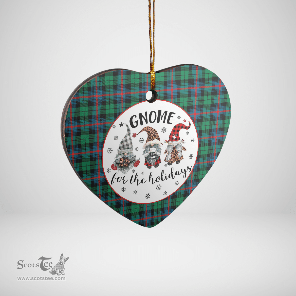 Scottish Urquhart Broad Red Ancient Clan Tartan Ceramic Ornament - Gnome Heart Style Scottish Plaid Tartan Plaid