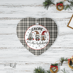 Scottish Scott Black & White Ancient Clan Tartan Ceramic Ornament - Gnome Heart Style Scottish Plaid Tartan Plaid