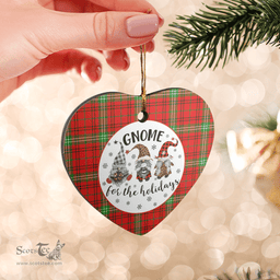 Scottish Morrison Red Modern Clan Tartan Ceramic Ornament - Gnome Heart Style Scottish Plaid Tartan Plaid