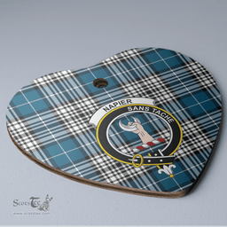 Scottish Napier Modern Clan Tartan Ceramic Ornament - Crest Heart Style Scottish Plaid Tartan Plaid