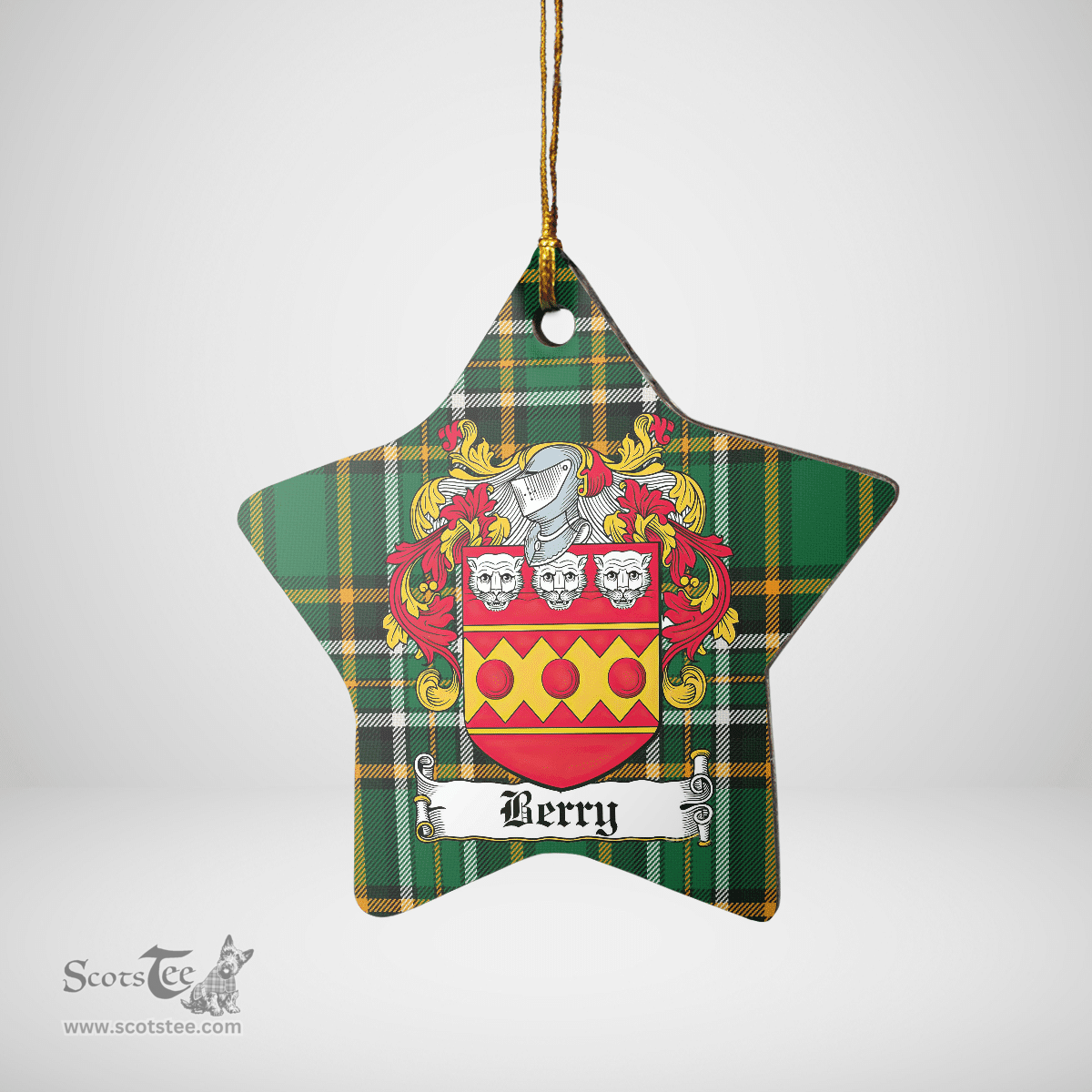 Scottish Berry Clan Tartan Ceramic Ornament - Crest Star Style Scottish Plaid Tartan Plaid